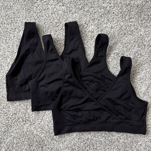 Set of 4 Pull Down Nursing Bralettes - 3 black + 1 ivory